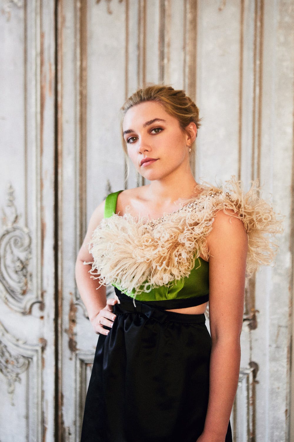 Florence Pugh — Harper's Bazaar UK, December 2018, hair by Gareth Bromell