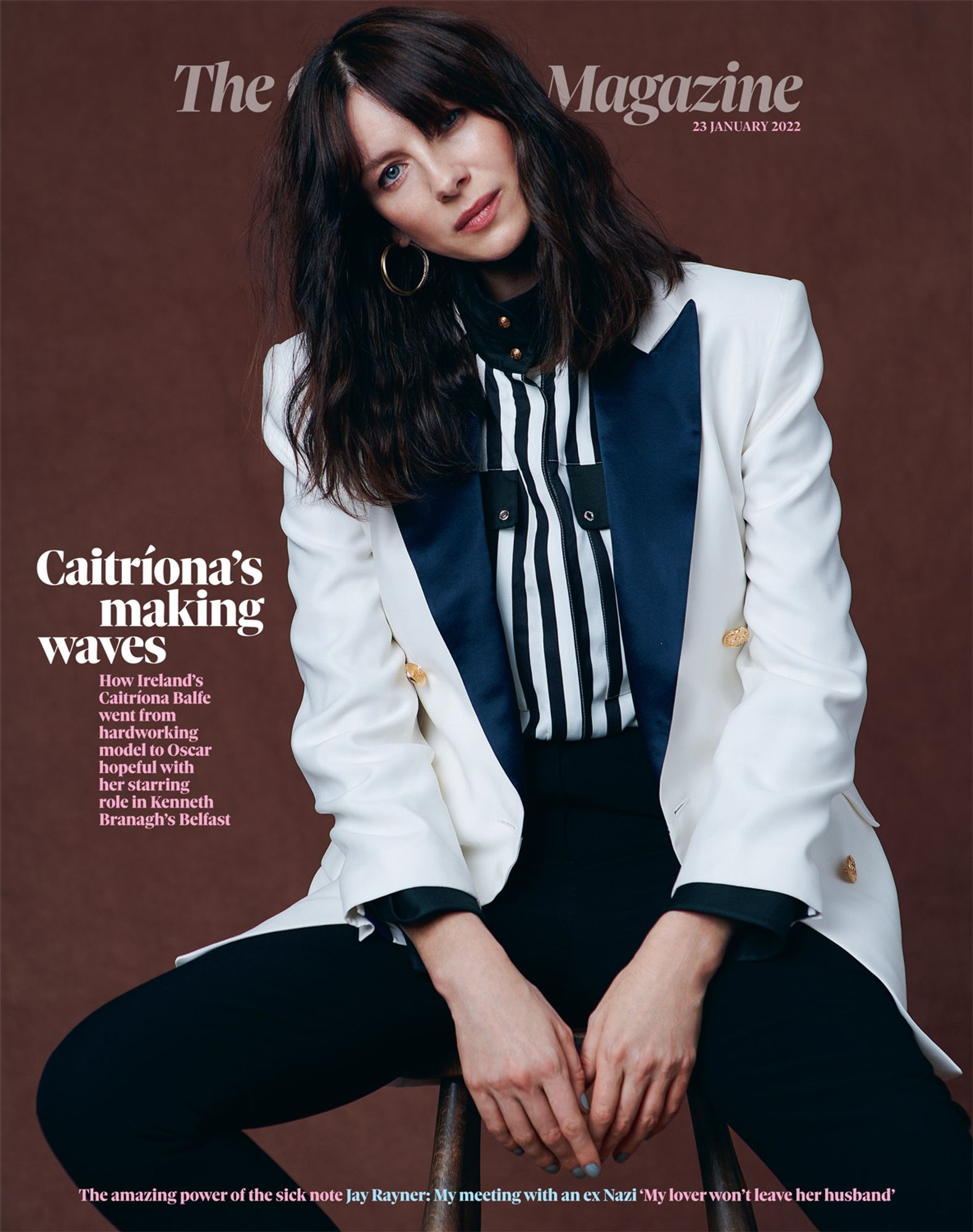 Caitríona Balfe — The Guardian Magazine, January 2022, hair by Gareth Bromell
