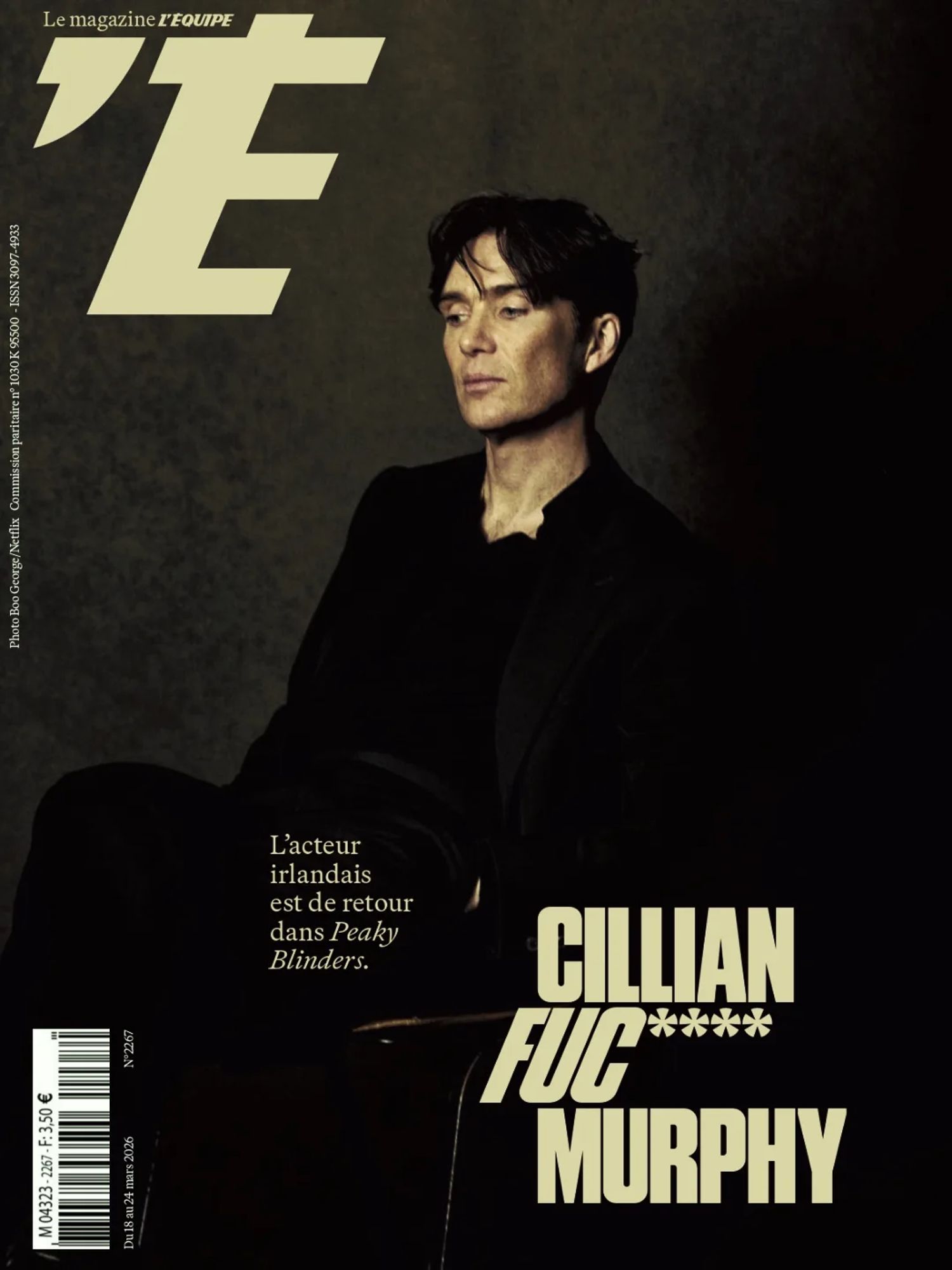 Cillian Murphy — L'Équipe, hair by Gareth Bromell
